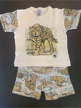Vintage 1990’s WWF Kids Tiger Print Matching Set- perfect condition